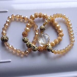 Elegant Gold Tone Beaded Bracelet Set Women’s Jewelry Accessories